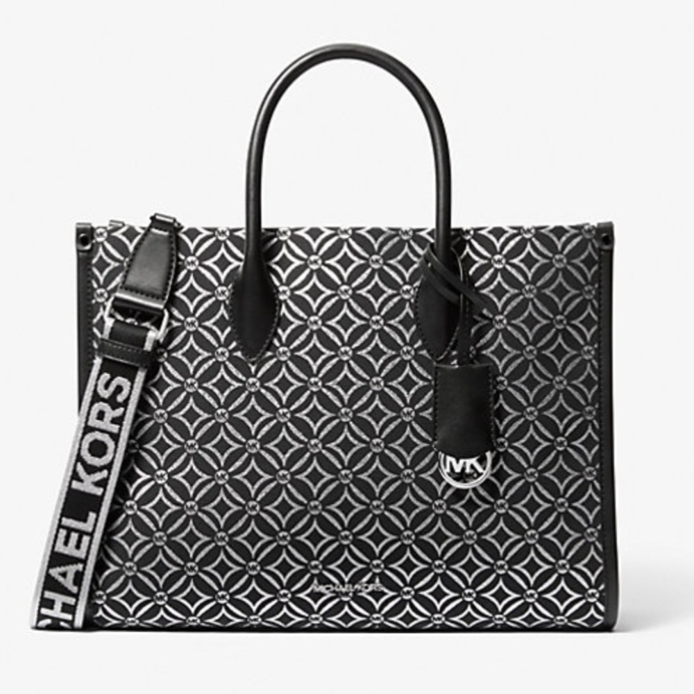 Michael Kors Medium Metallic Logo Jacquard Tote